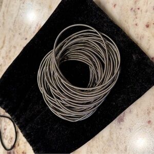 Stacked Metal Bangle Bracelet Set - Gunmetal, guitar string